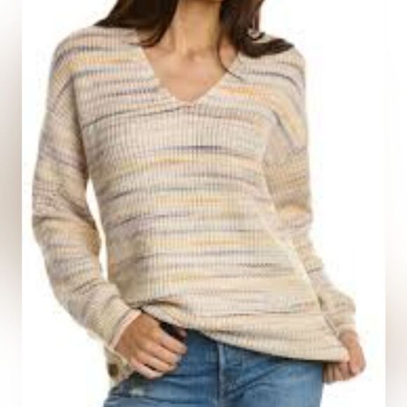 NEW 3X MICHAEL STARS TAYLOR NEUTRAL SPACEDYE LIGHTWEIGHT SWEATER NWT - Picture 1 of 2
